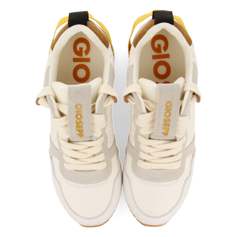 Sneakers bianche con texture e dettagli con zeppa interna per donna evosges 