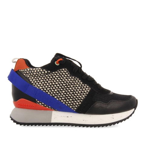 SNEAKERS NERE CON TEXTURE E DETTAGLI CON ZEPPA INTERNA PER DONNA EVOSGES 