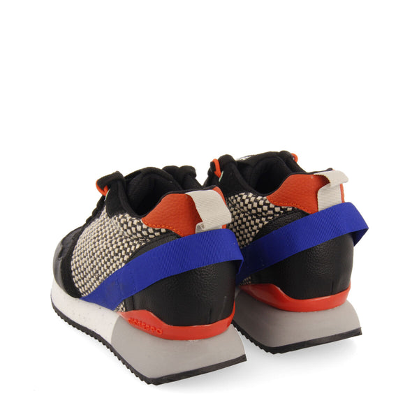 Evosges women's textured black sneakers with details and inner wedges