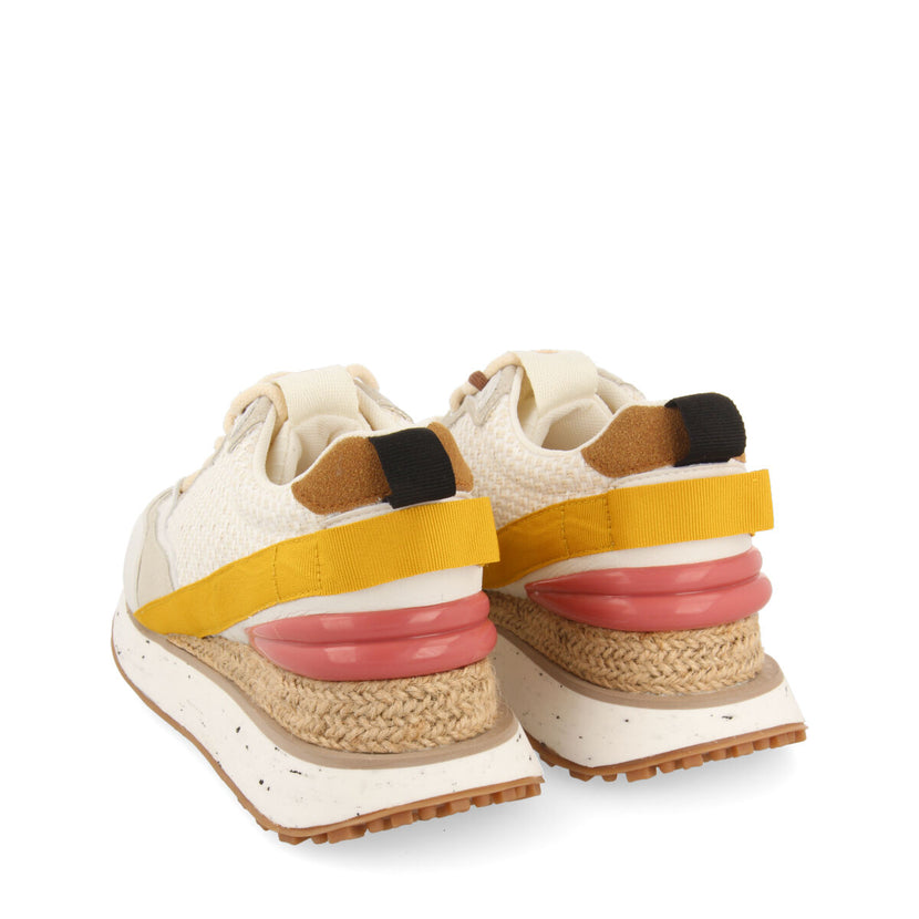 Sneakers bianche con texture e dettagli con zeppa di juta per donna wittes 