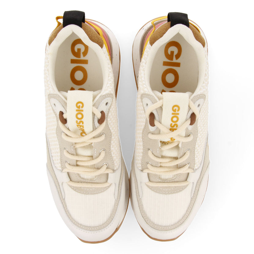 Sneakers bianche con texture e dettagli con zeppa di juta per donna wittes 
