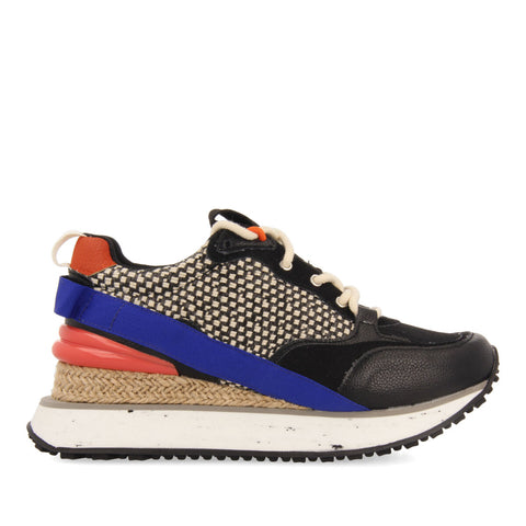 SNEAKERS NERE CON TEXTURE E DETTAGLI CON ZEPPA DI JUTA PER DONNA WITTES 