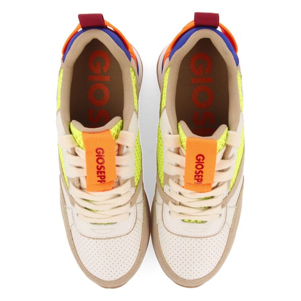 Ouanary women's beige sneakers with inner wedges and neon details