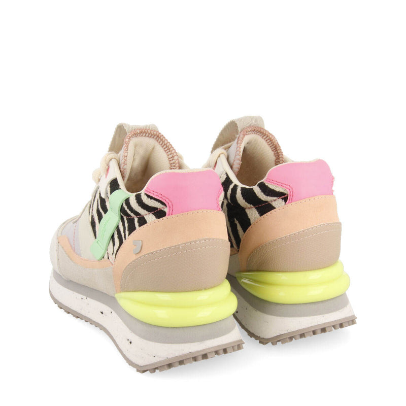 Jaciara women's white sneakers with inner wedges and a range of textures and prints