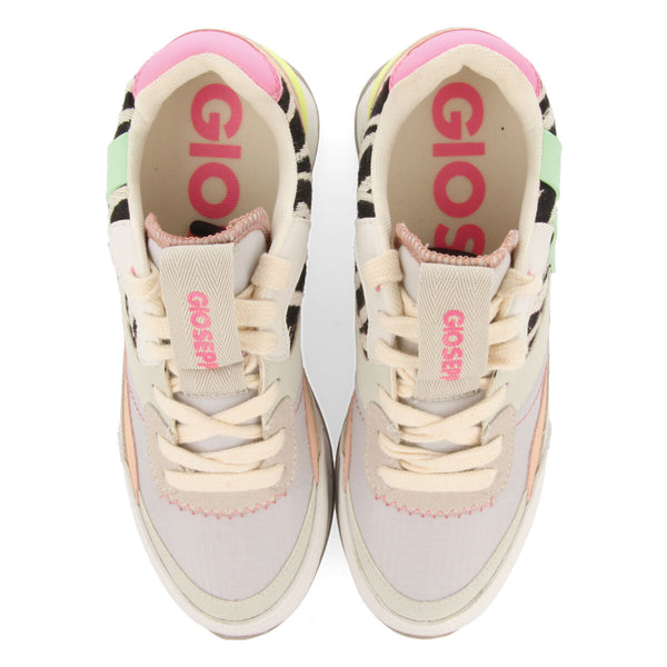 Jaciara women's white sneakers with inner wedges and a range of textures and prints