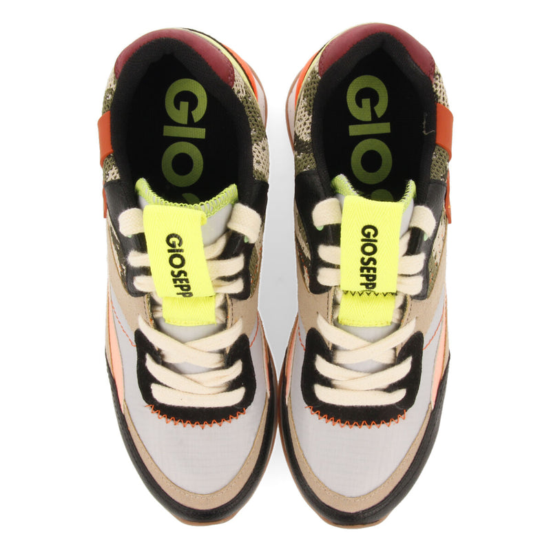 Apore women's black sneakers with inner wedges and a range of textures and prints