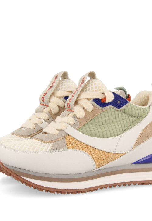 Sneakers à talonnette invisible blanches avec détails néon pour femme tapirai