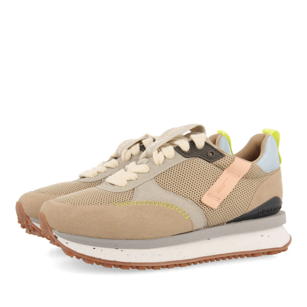 Sneakers beige con texturas para mujer anneot 