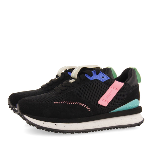 Sneakers negras con texturas para mujer anneot 