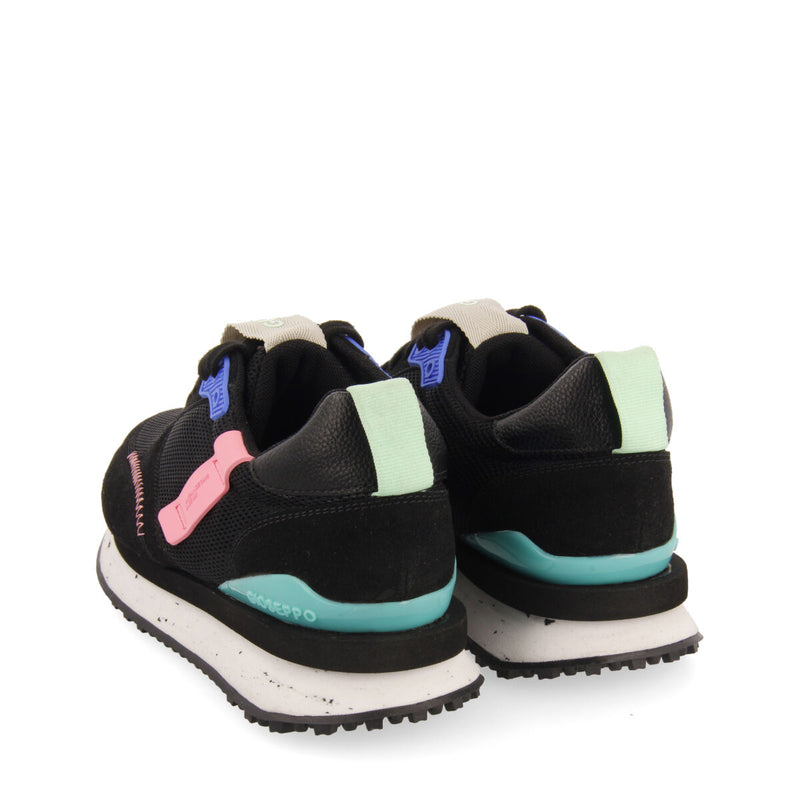 Sneakers negras con texturas para mujer anneot 