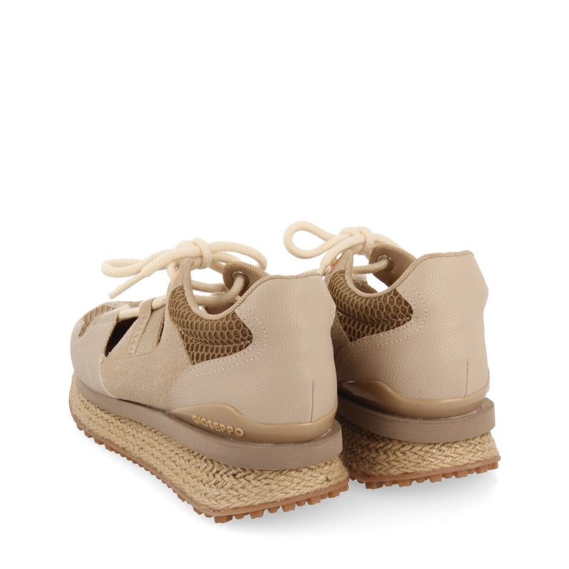 Sneakers beige con corte semiabierto para mujer milot