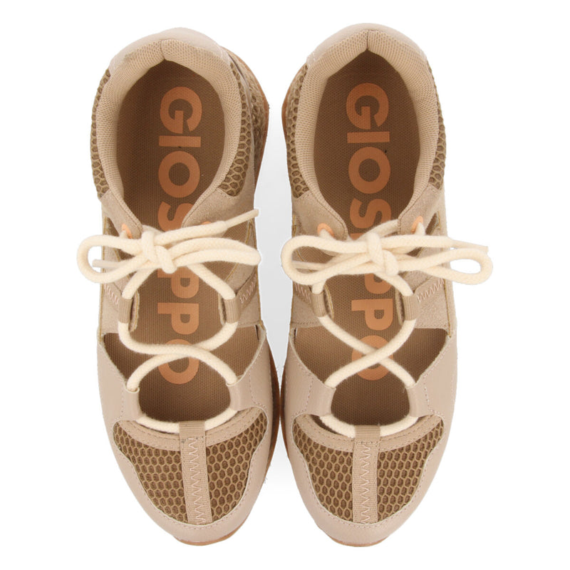 Sneakers beige con corte semiabierto para mujer milot