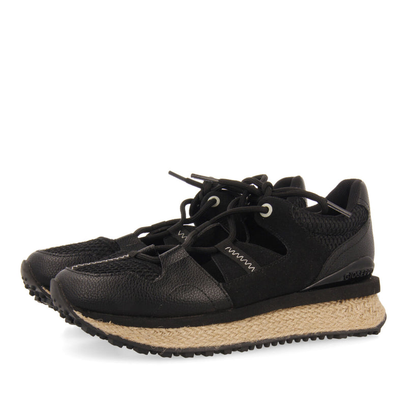 Sneakers negras con corte semiabierto para mujer milot