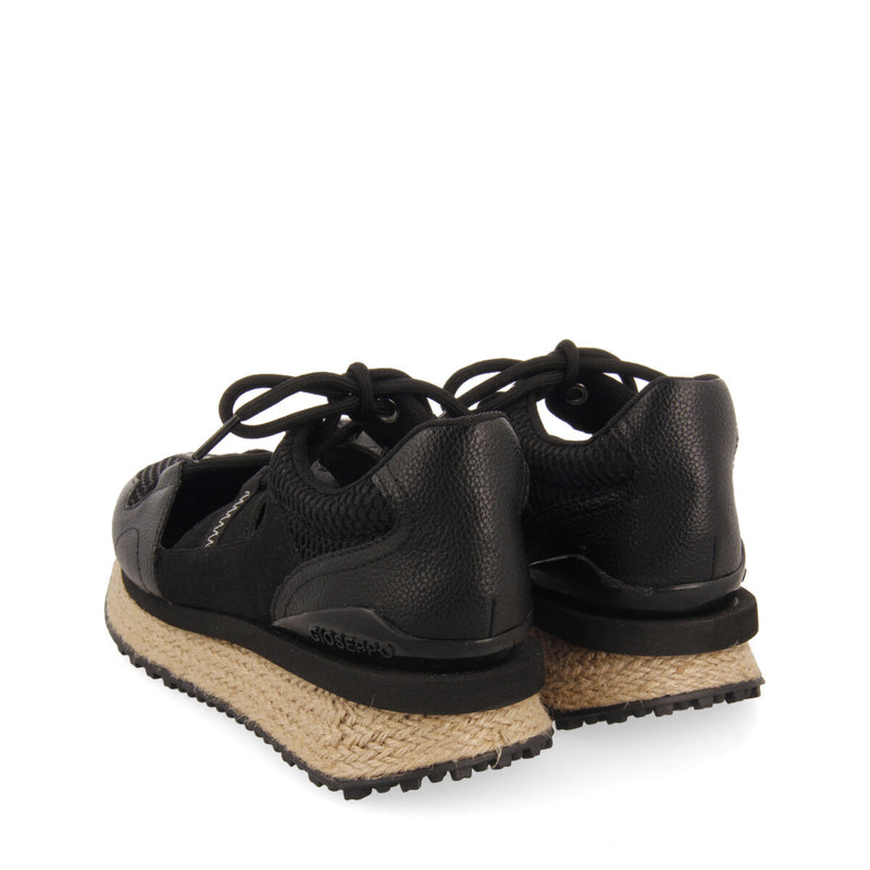 Sneakers negras con corte semiabierto para mujer milot