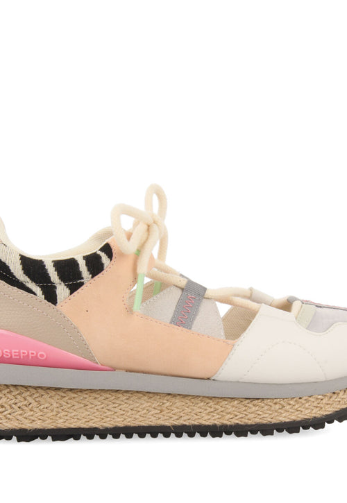 Meudon women's semi-open white sneakers with textures