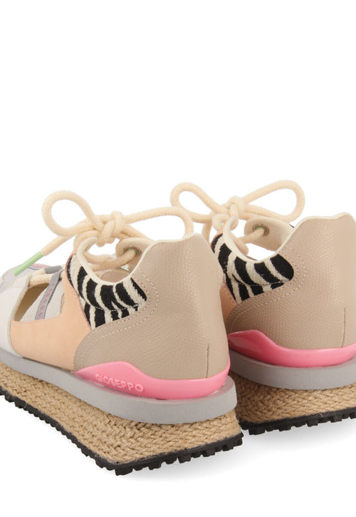 Meudon women's semi-open white sneakers with textures