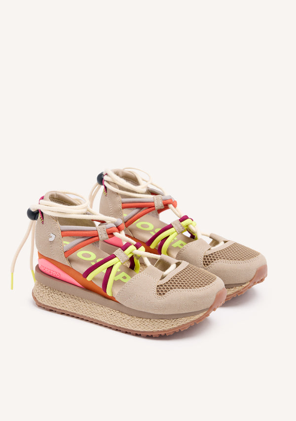 Sneakers beige tipo espadrille con cuña para mujer tulare