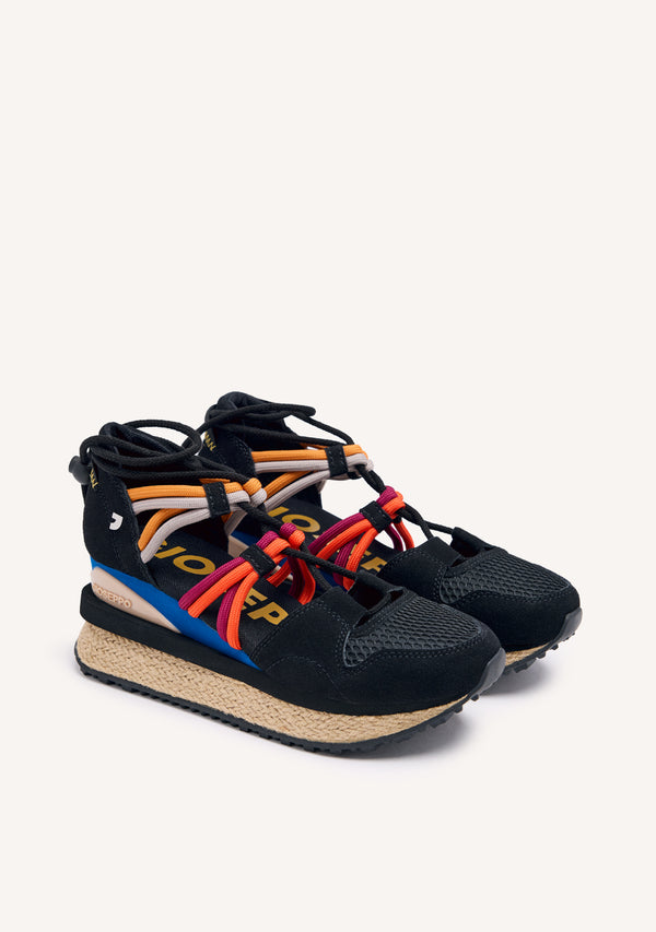 Sneakers negras tipo espadrille con cuña para mujer tulare