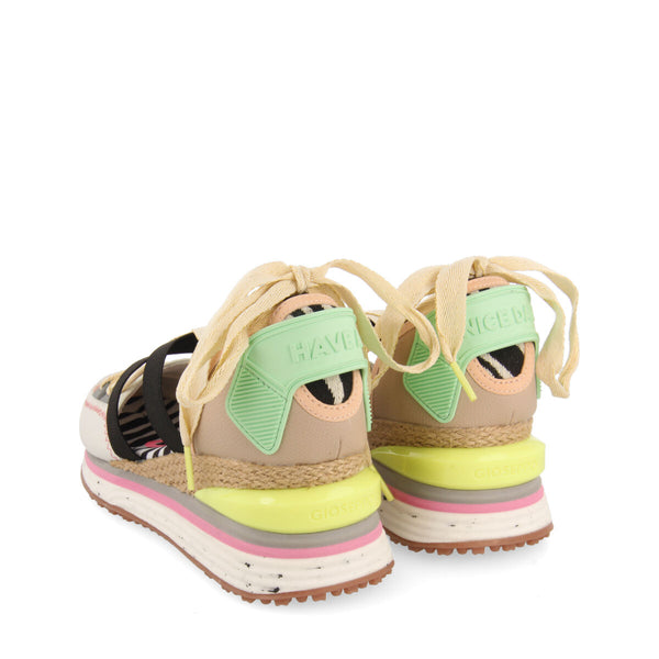 Coron women's white and beige espadrille sneakers with wedges