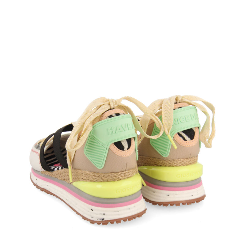 Coron women's white and beige espadrille sneakers with wedges