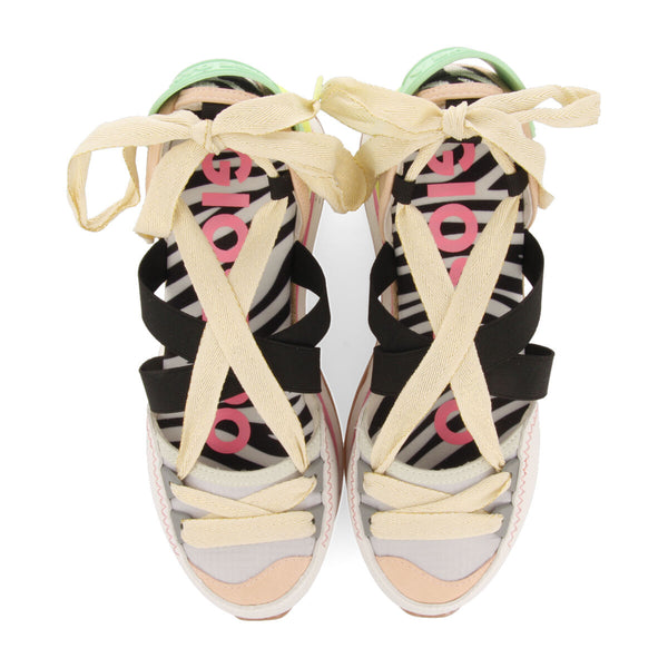 Coron women's white and beige espadrille sneakers with wedges
