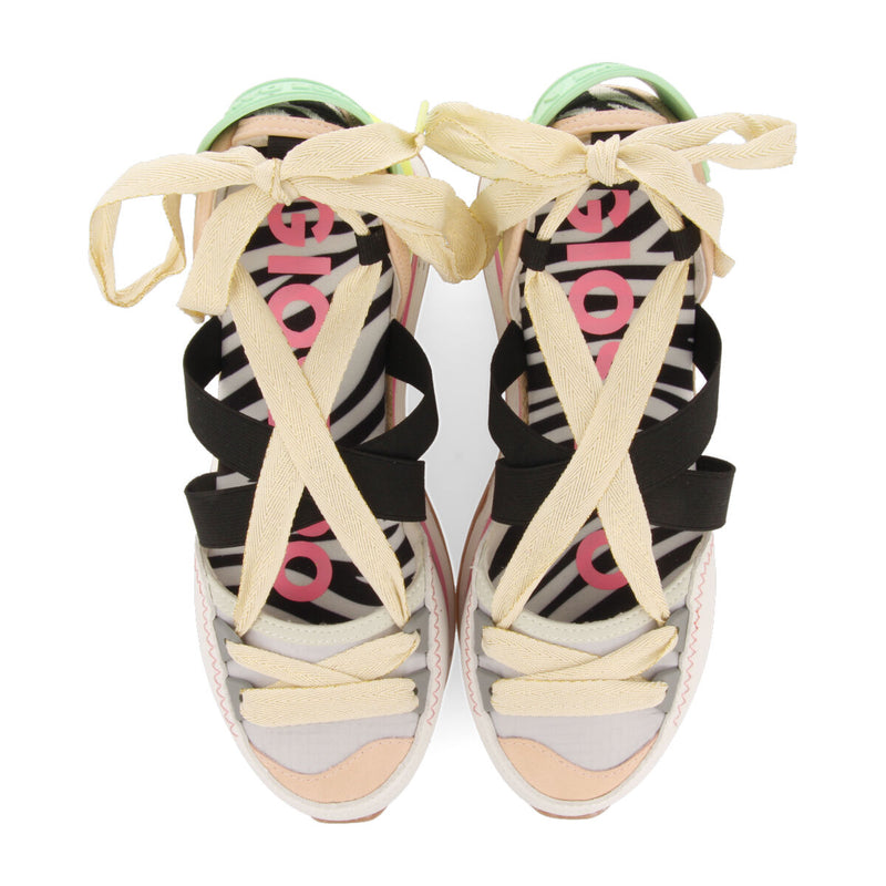 Coron women's white and beige espadrille sneakers with wedges
