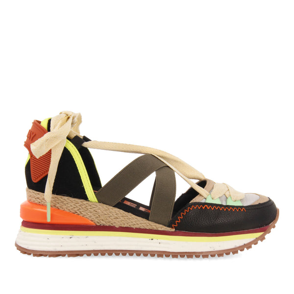 Sangatte women's black espadrille sneakers with wedges