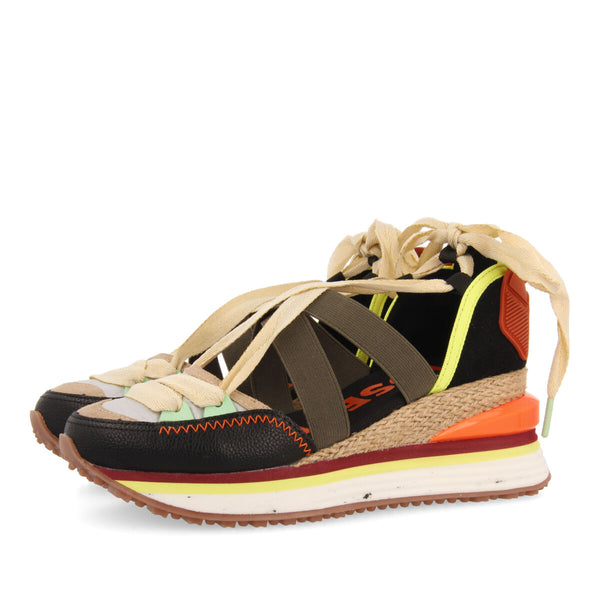 Sangatte women's black espadrille sneakers with wedges