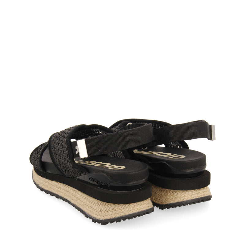 Rinxent women's sporty black sandals with raffia mesh