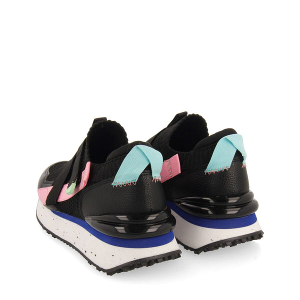 Sneakers negras tipo calcetín con cintas para mujer tole