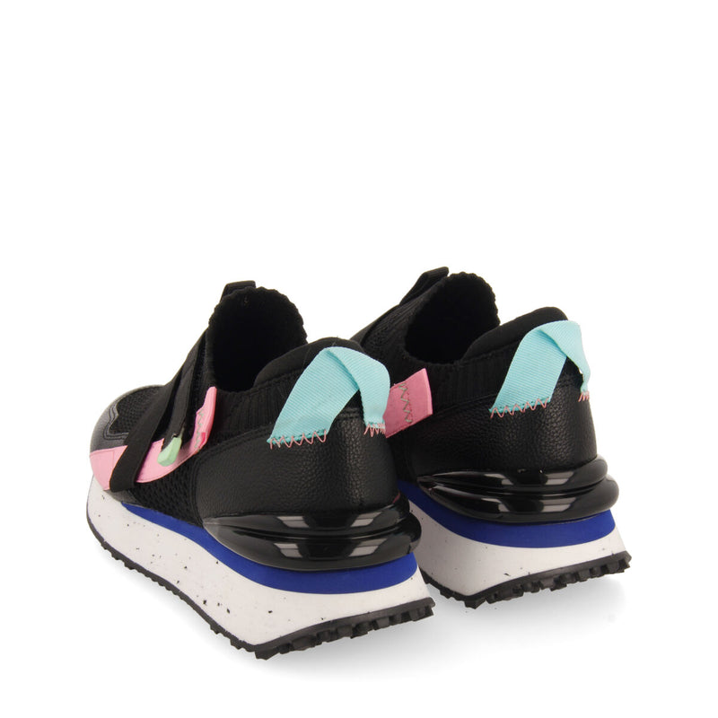 Sneakers negras tipo calcetín con cintas para mujer tole
