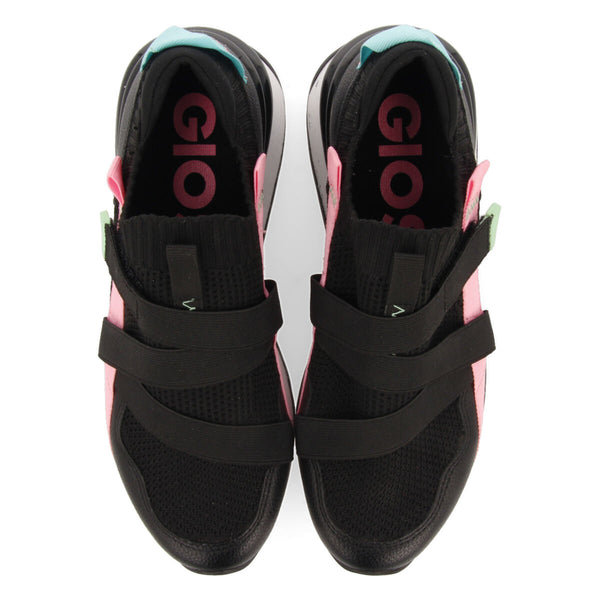 Sneakers negras tipo calcetín con cintas para mujer tole