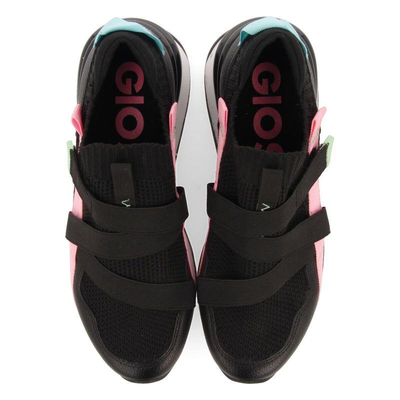 Sneakers negras tipo calcetín con cintas para mujer tole