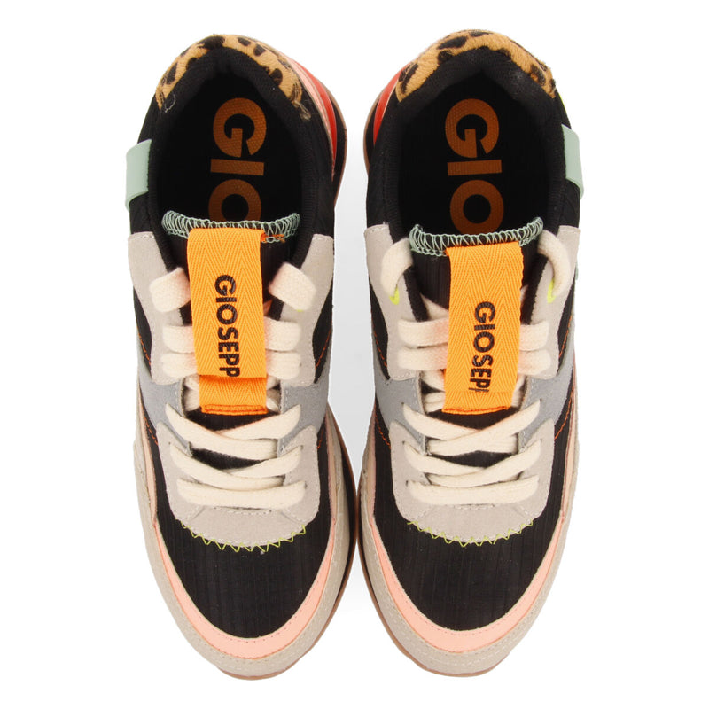 Sneakers noires à talonnette invisible avec mix de textures et prints pour femme breny 