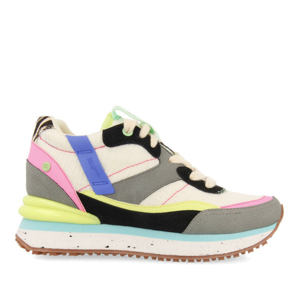 Nerang women's white sneakers with inner wedges and a range of textures and prints