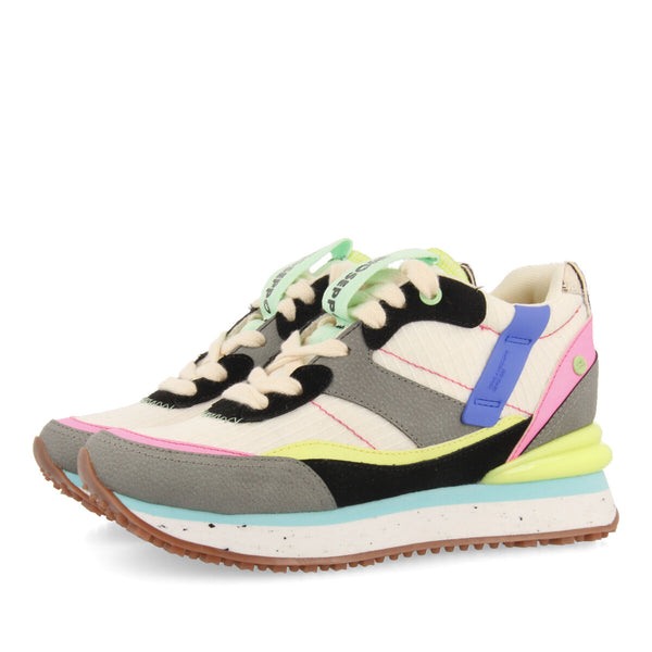 Nerang women's white sneakers with inner wedges and a range of textures and prints