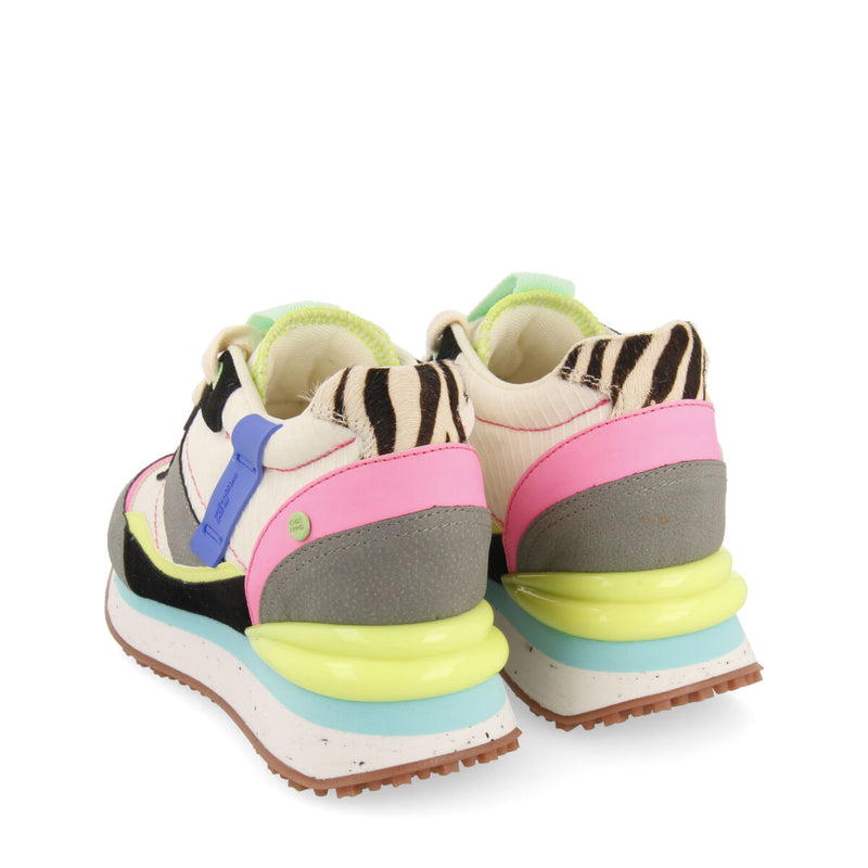 Nerang women's white sneakers with inner wedges and a range of textures and prints