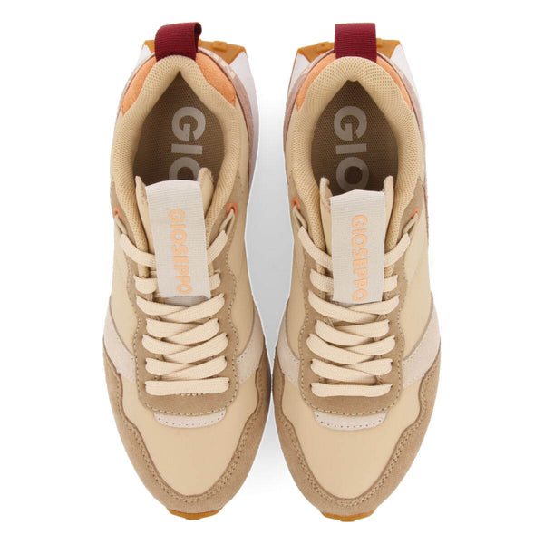 Sneakers beige de inspiración retro con detalles multicolor para mujer chacao