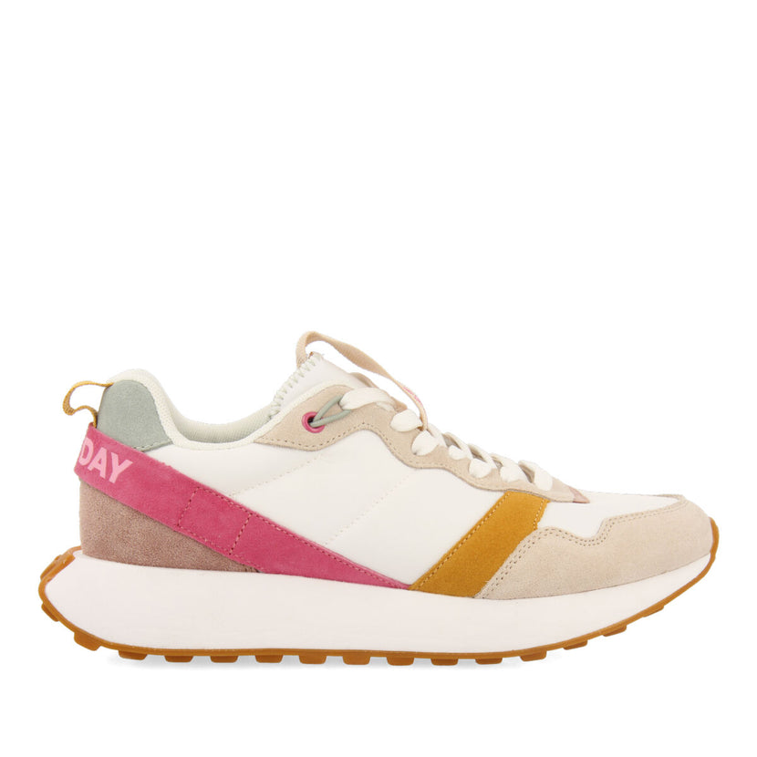 Sneakers fucsia de inspiración retro con detalles multicolor para mujer chacao