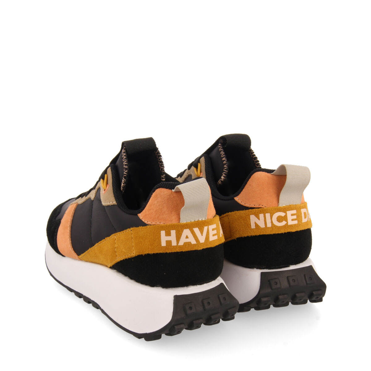 Chacao women's nude retro-style sneakers with multicoloured details