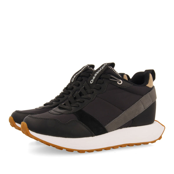 Sneakers negras de inspiración retro con cuña interna para mujer noreuil