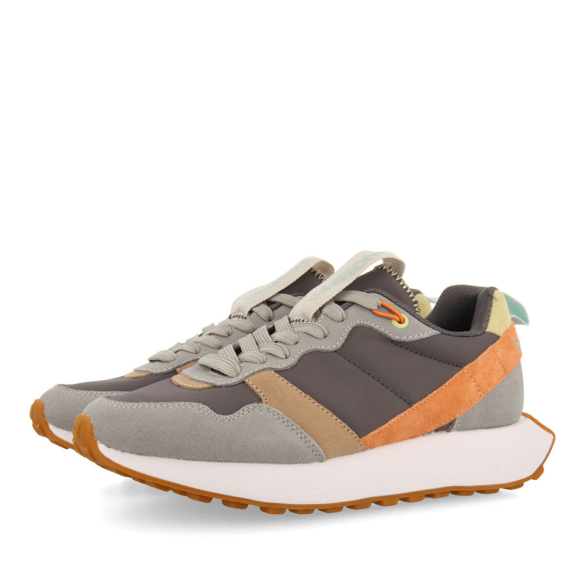 Sneakers grises inspiration rétro avec détails multicolores pour femme treban