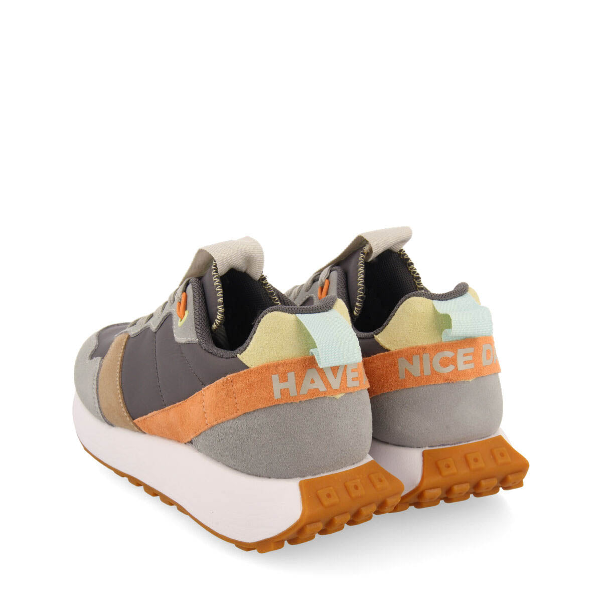 Treban women's grey retro-style sneakers with multicoloured details