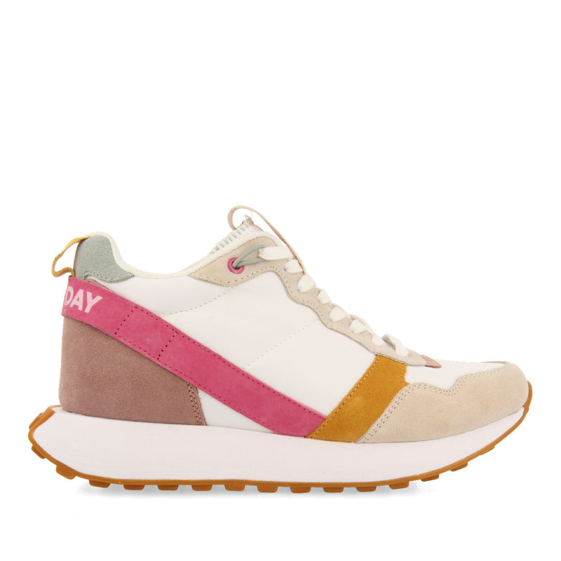 Sneakers bianche d’ispirazione retrò con zeppa interna per donna vincly