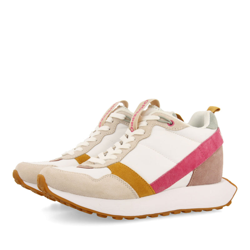 Sneakers bianche d’ispirazione retrò con zeppa interna per donna vincly