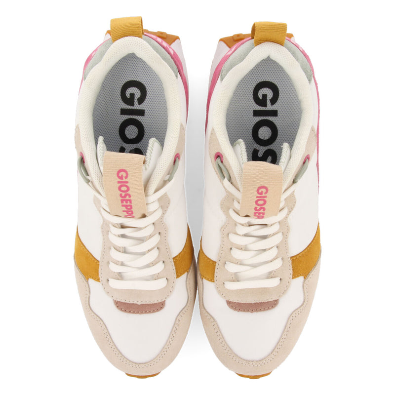 Sneakers bianche d’ispirazione retrò con zeppa interna per donna vincly