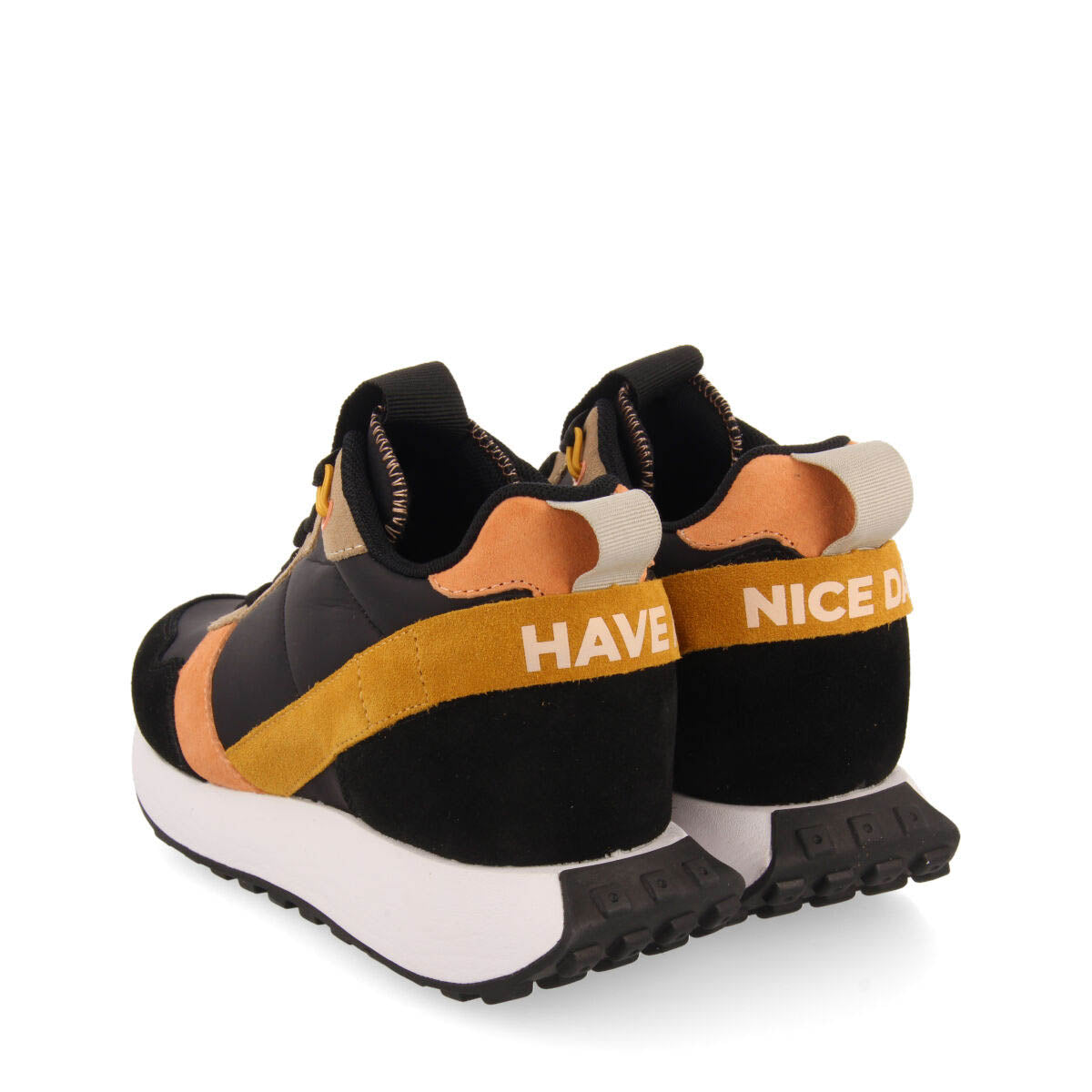 Vincly women's black retro-style sneakers with inner wedges