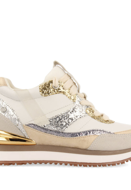 Sneakers blanches à talonnette invisible et détails glitter pour femme archon 