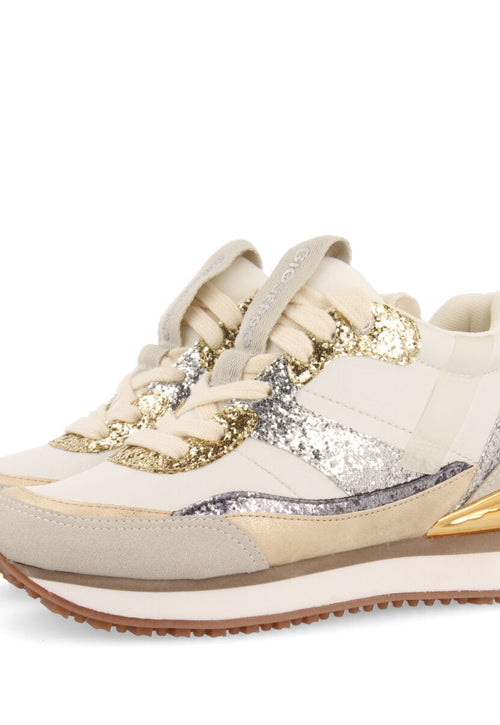 Sneakers blanches à talonnette invisible et détails glitter pour femme archon 