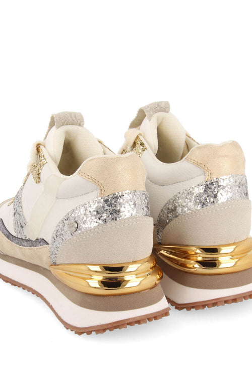 Sneakers blanches à talonnette invisible et détails glitter pour femme archon 